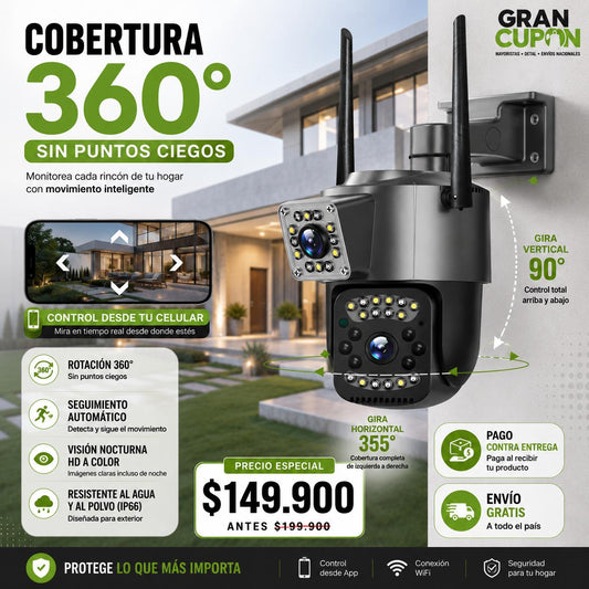 Cámara Exterior Dual Vision WiFi 360Pro
