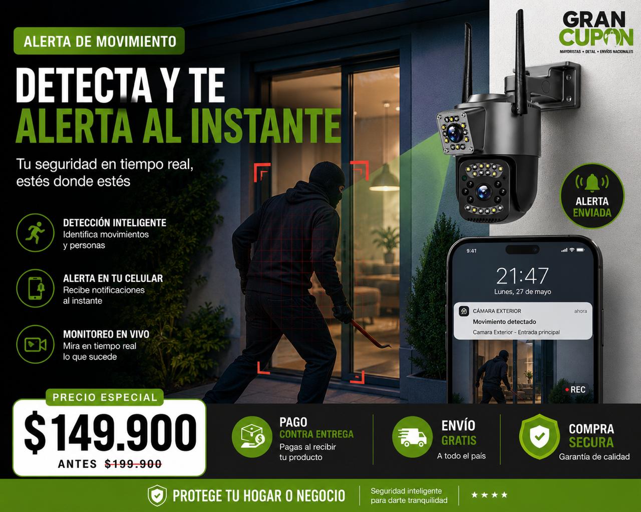 Cámara Exterior Dual Vision WiFi 360Pro