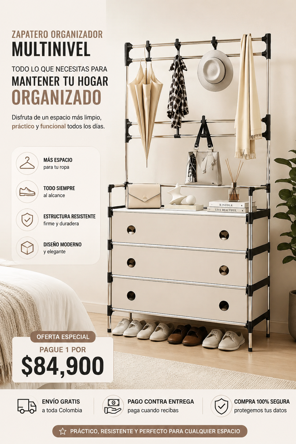 Zapatero Perchero Multifuncional HomeStyle