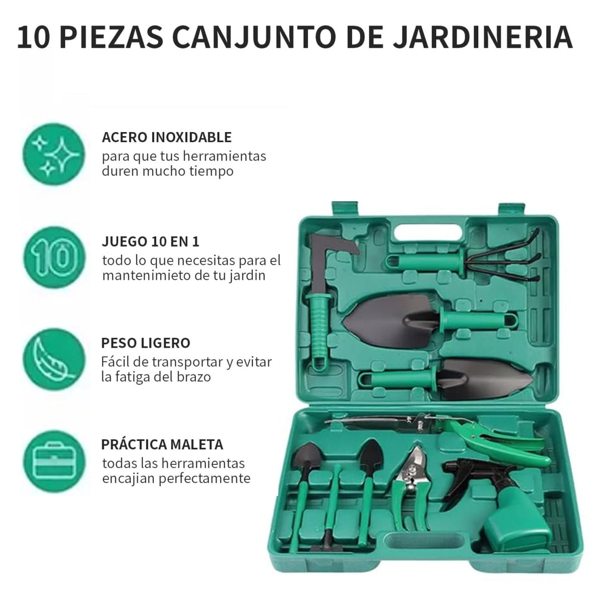 Herramienta de Mano de Jardin 10 piezas