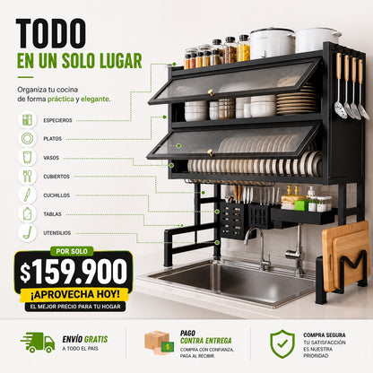 Escurridor Organizador Doble Cajón Black Edition