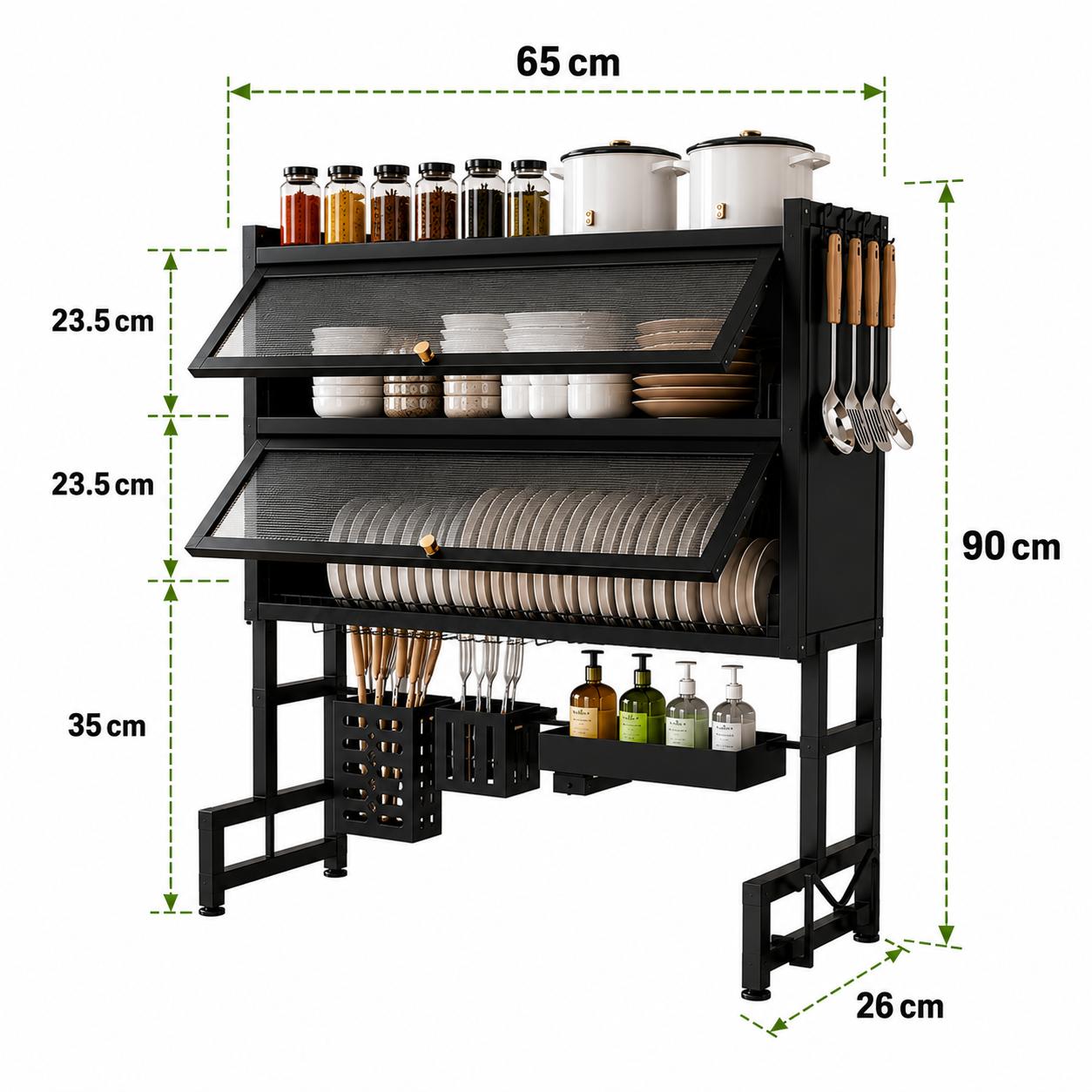 Escurridor Organizador Doble Cajón Black Edition