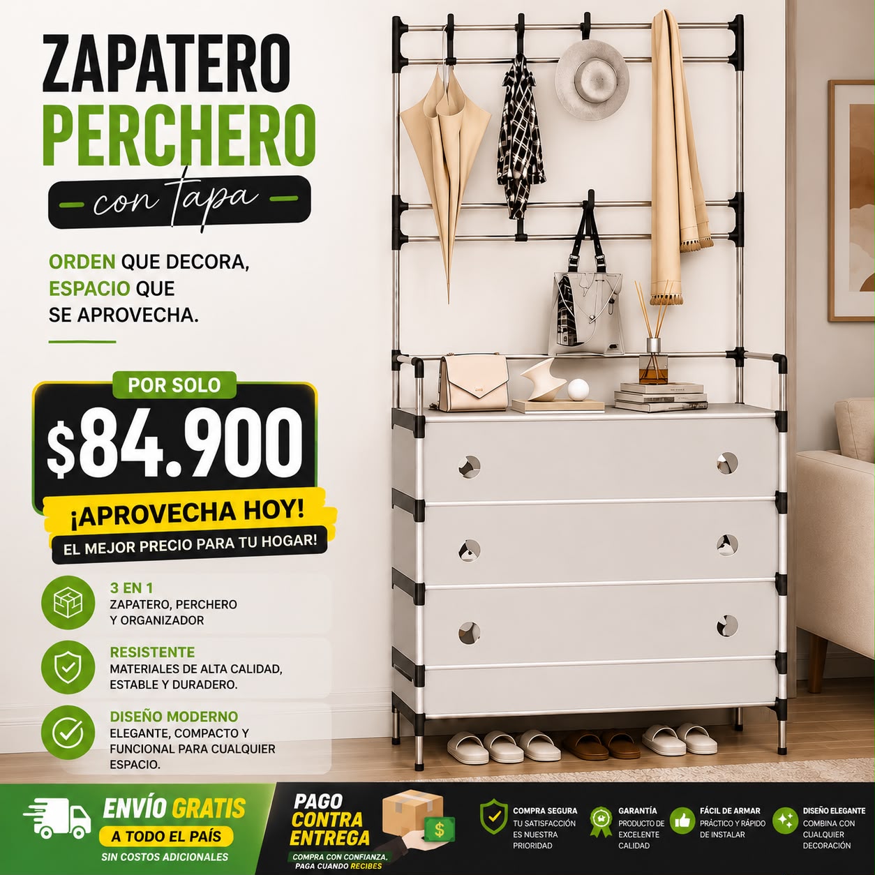 Zapatero Perchero Multifuncional HomeStyle