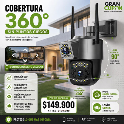 Cámara Exterior Dual Vision WiFi 360Pro